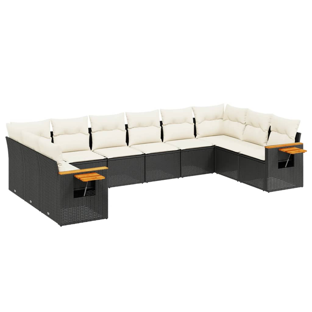 sofasæt til haven 10 dele med hynder polyrattan sort