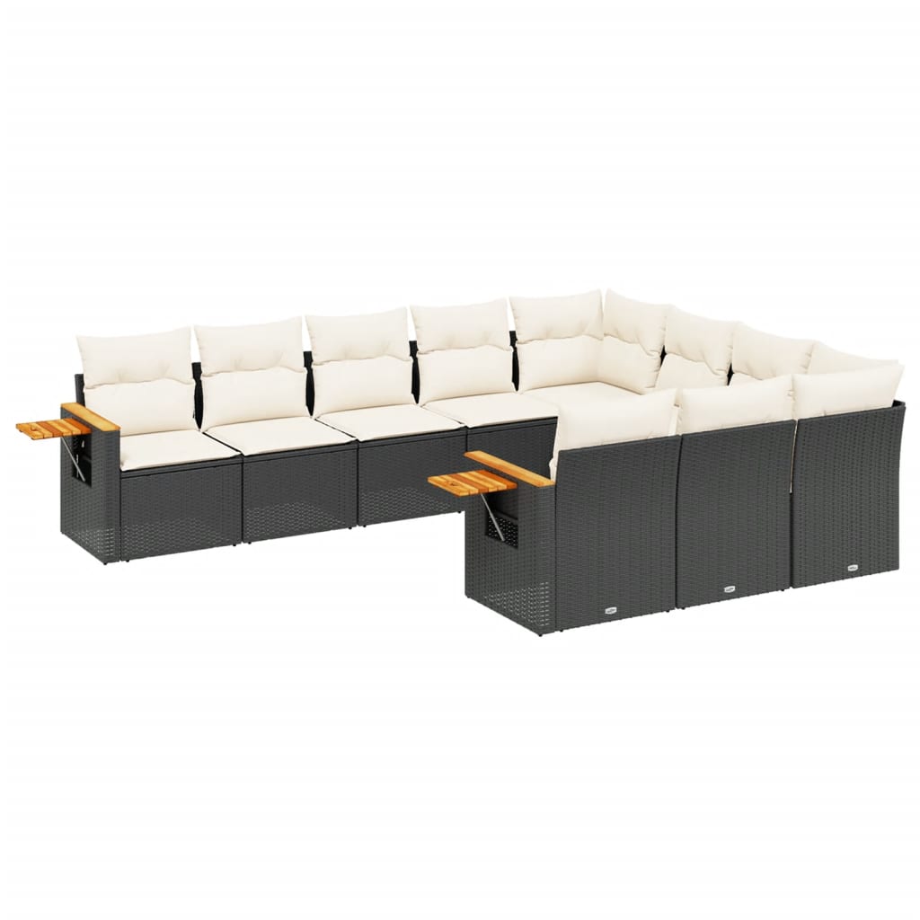 sofasæt til haven 10 dele med hynder polyrattan sort