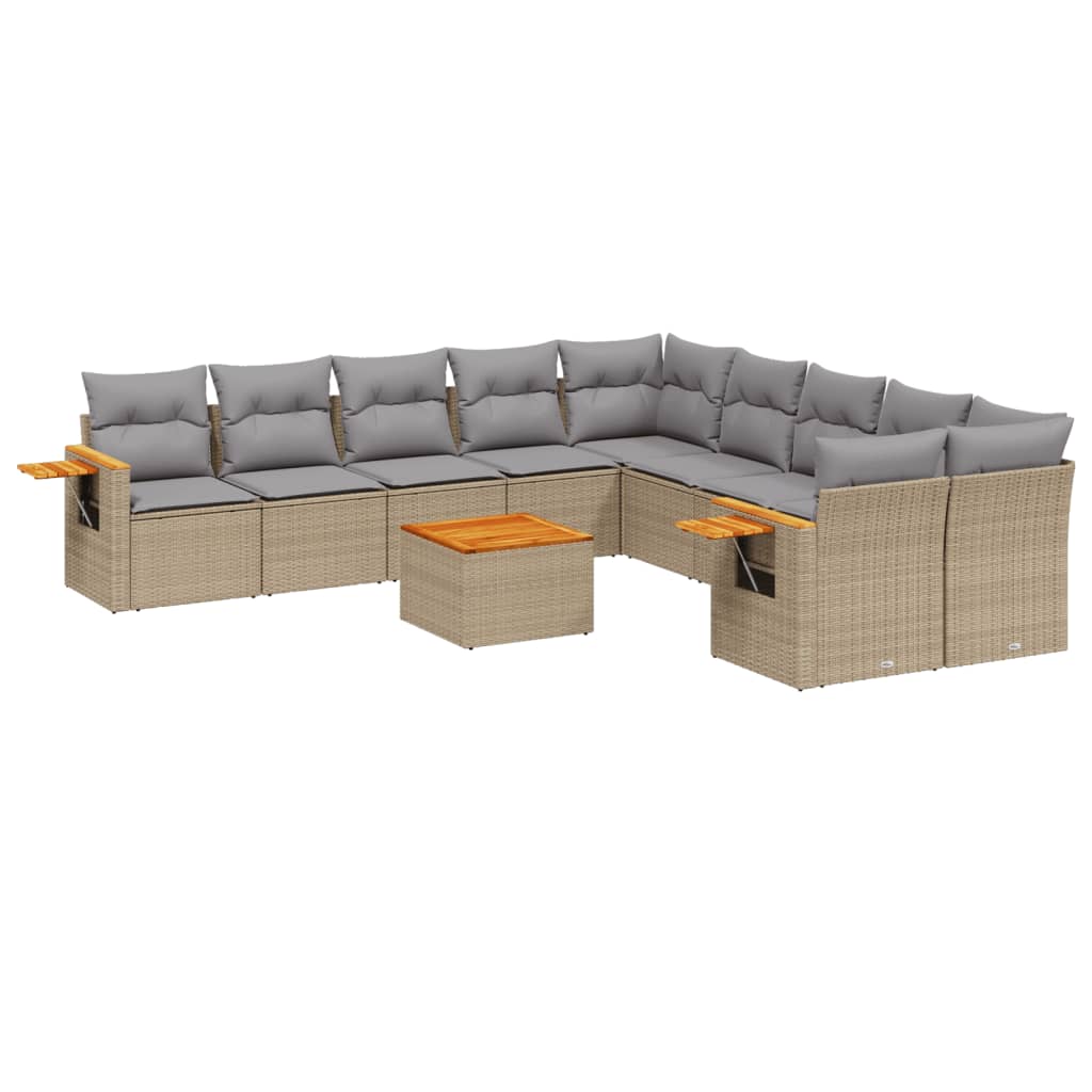 sofasæt til haven 11 dele med hynder polyrattan beige