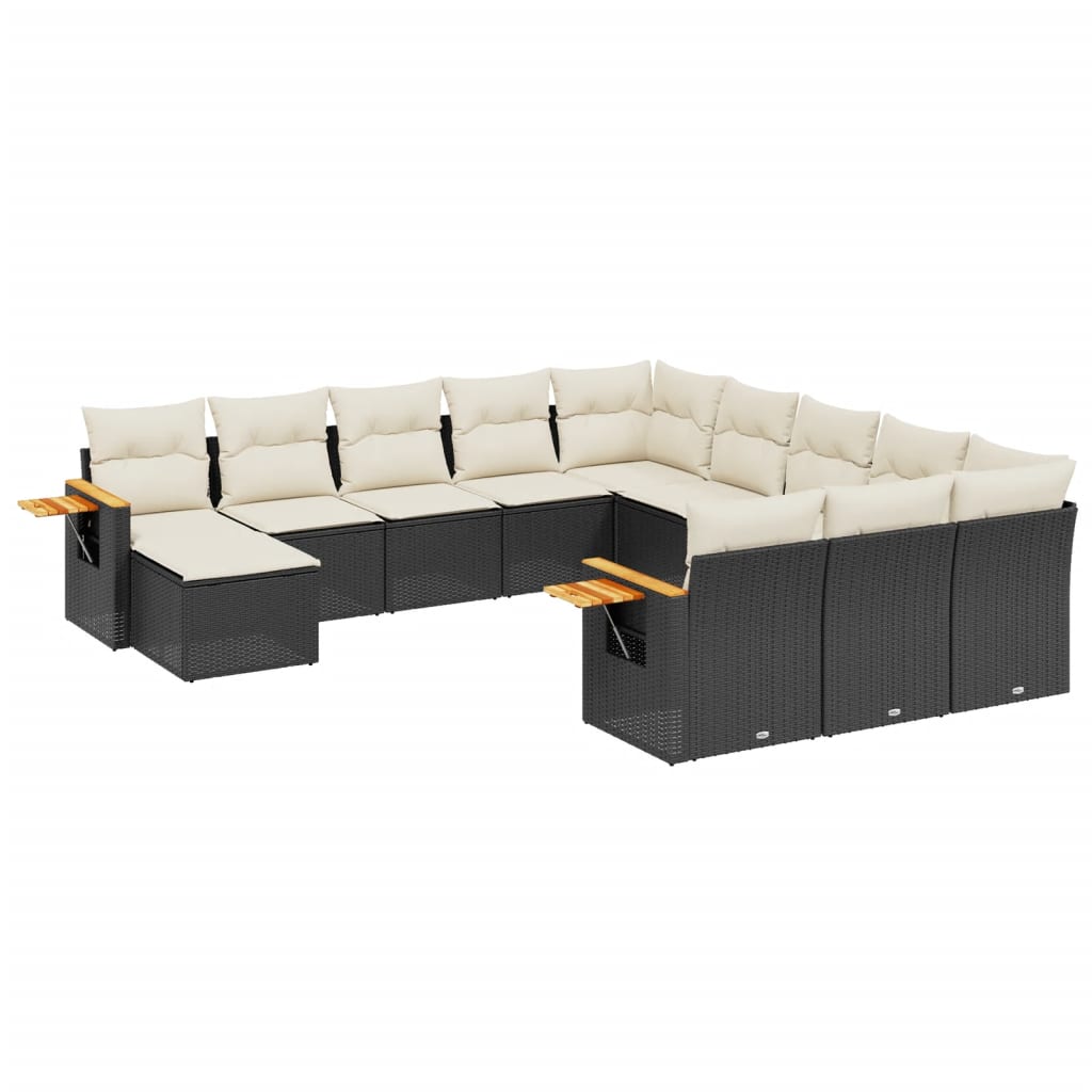 sofasæt til haven 11 dele med hynder polyrattan sort