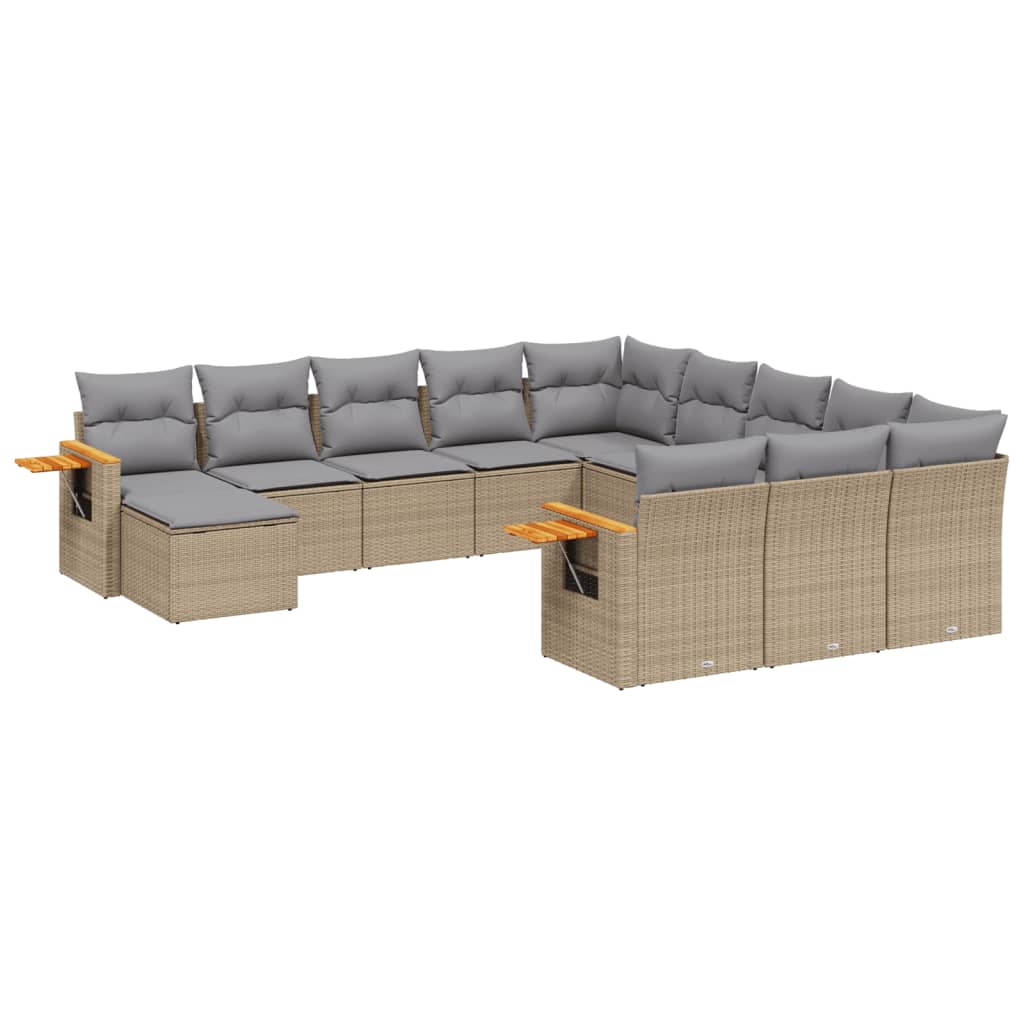 sofasæt til haven 11 dele med hynder polyrattan beige
