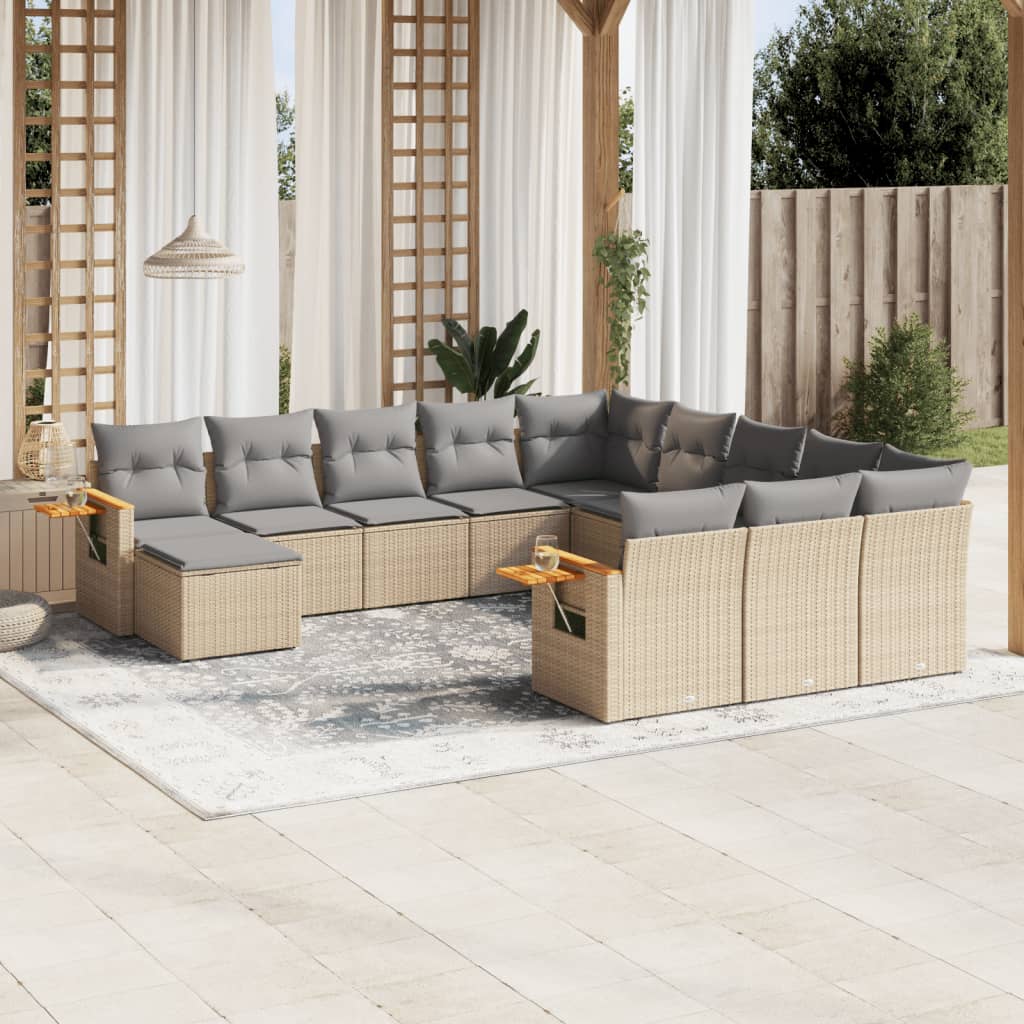 sofasæt til haven 11 dele med hynder polyrattan beige