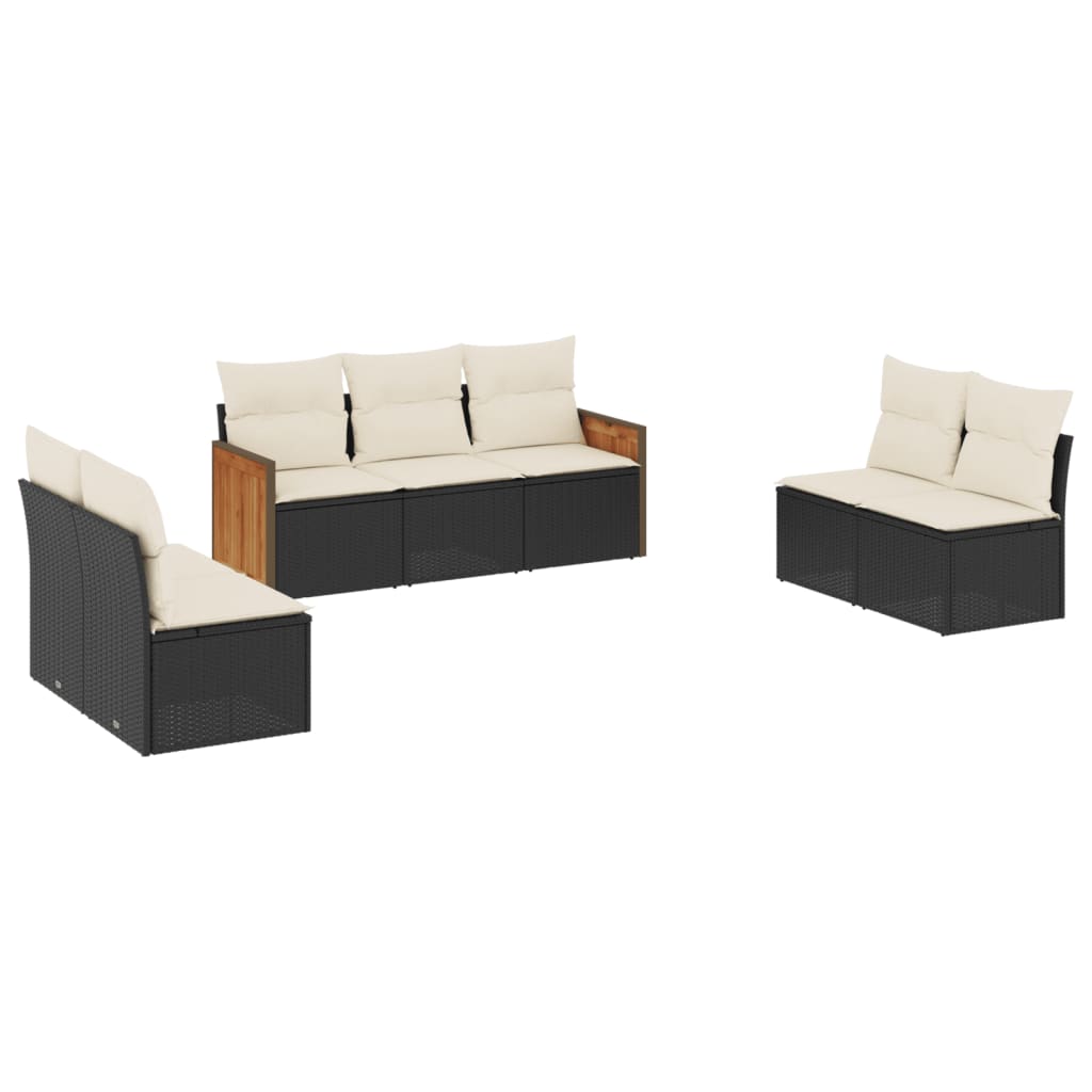 sofasæt til haven 7 dele med hynder polyrattan sort
