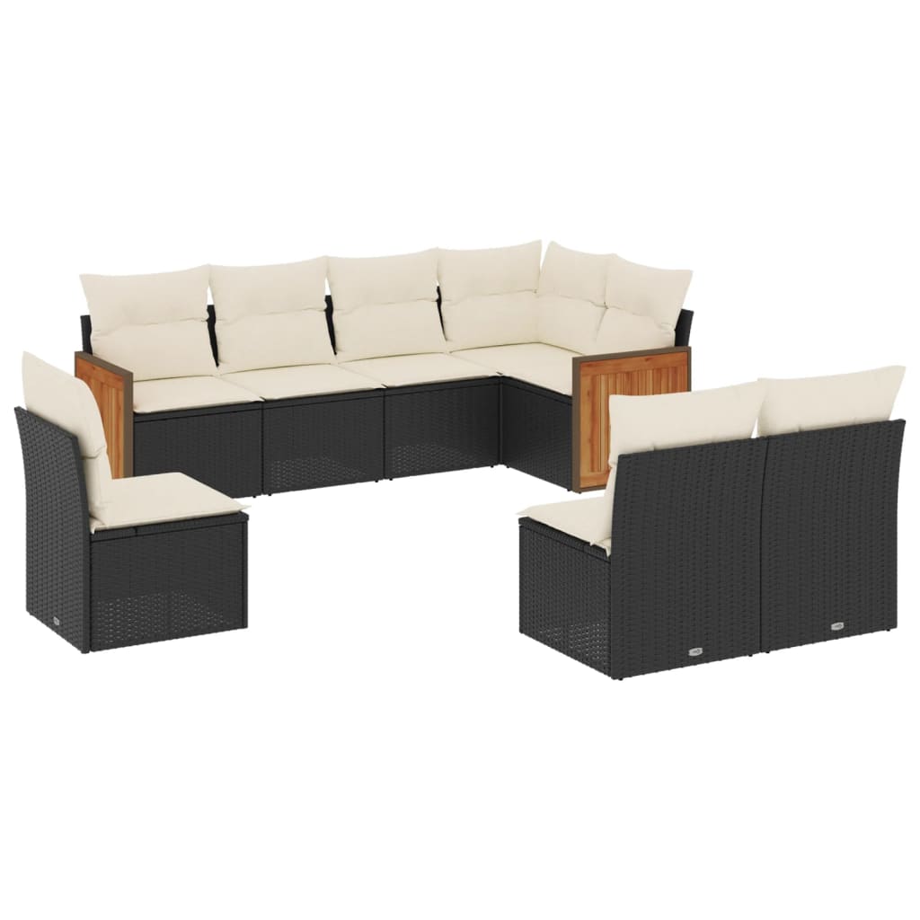 sofasæt til haven 8 dele med hynder polyrattan sort