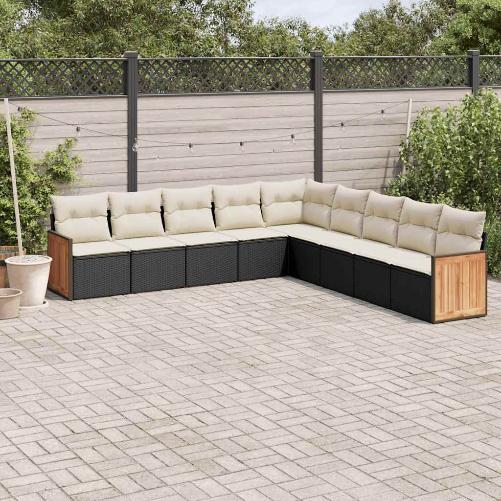 sofasæt til haven 9 dele med hynder polyrattan sort