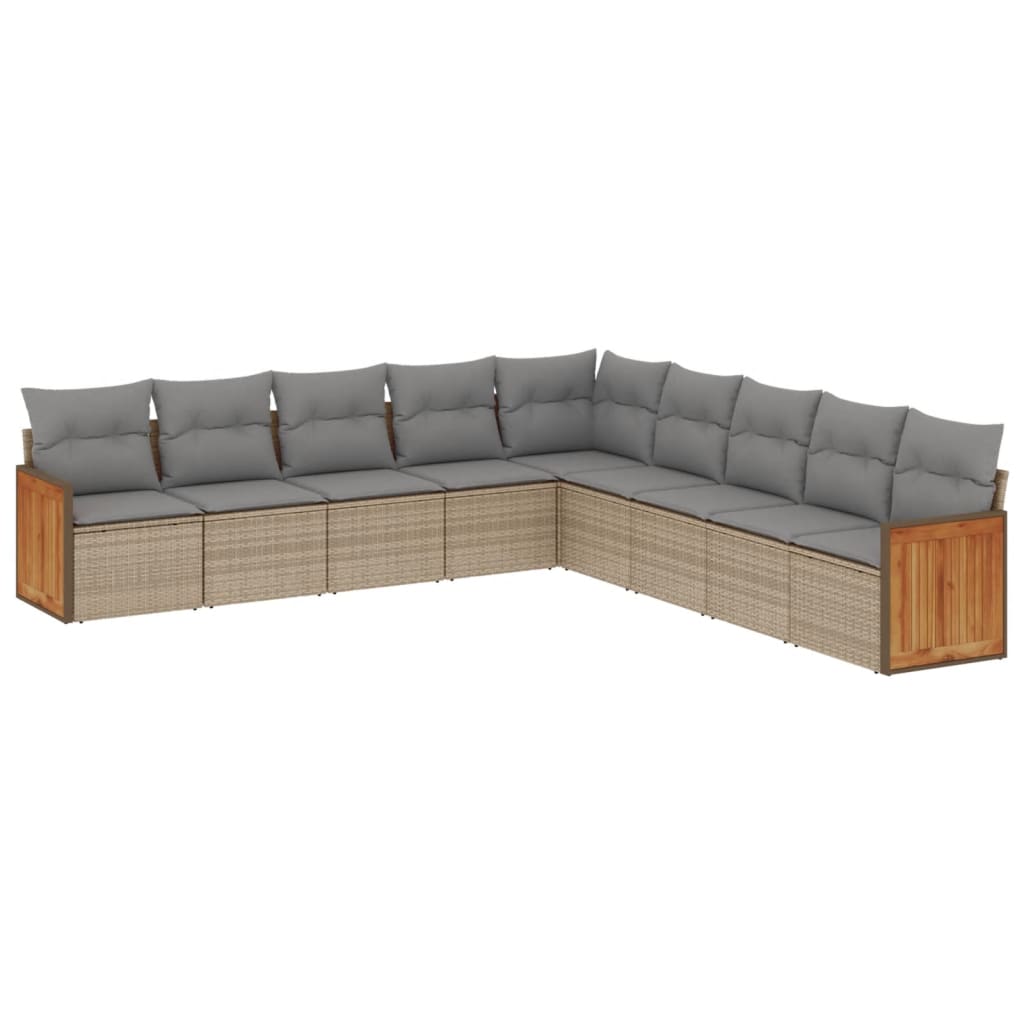 sofasæt til haven 9 dele med hynder polyrattan beige
