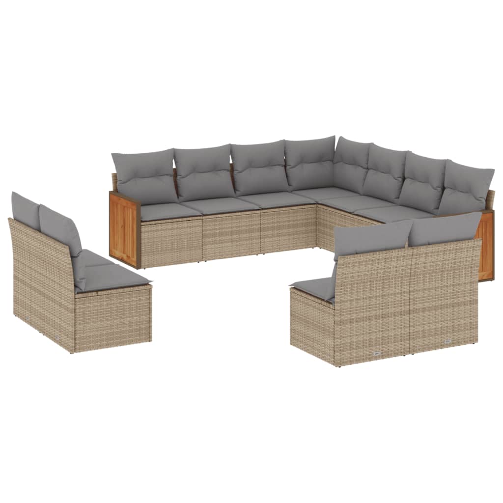 sofasæt til haven 11 dele med hynder polyrattan beige