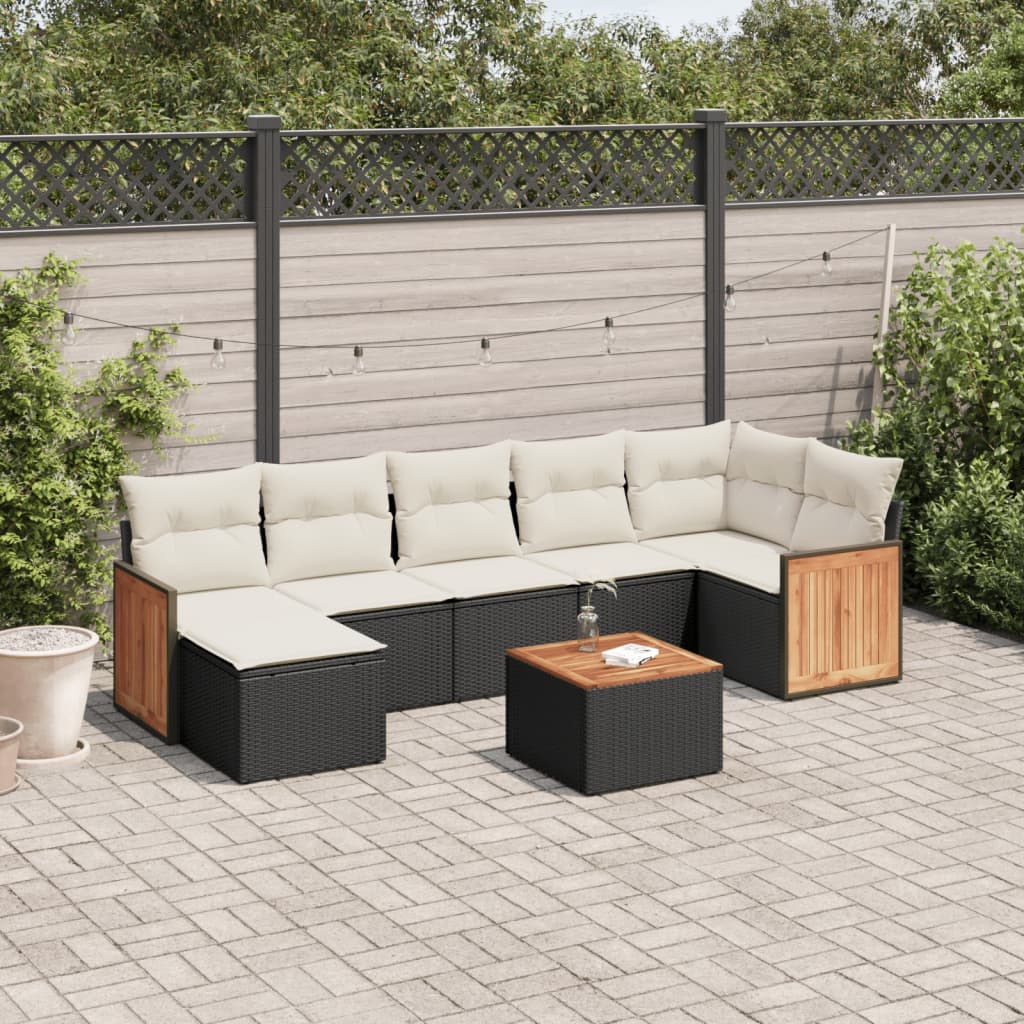 sofasæt til haven 8 dele med hynder polyrattan sort
