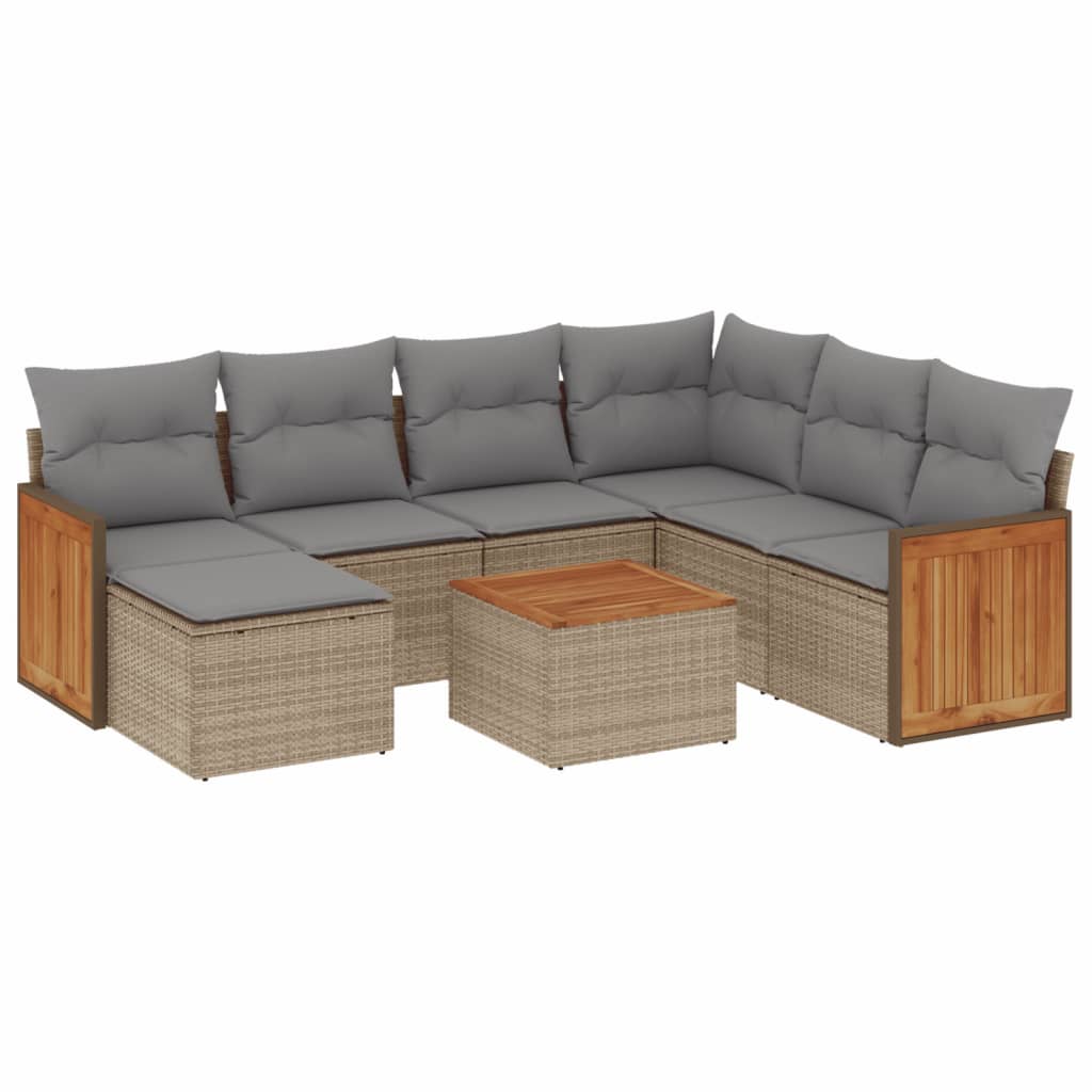 sofasæt til haven 8 dele med hynder polyrattan beige