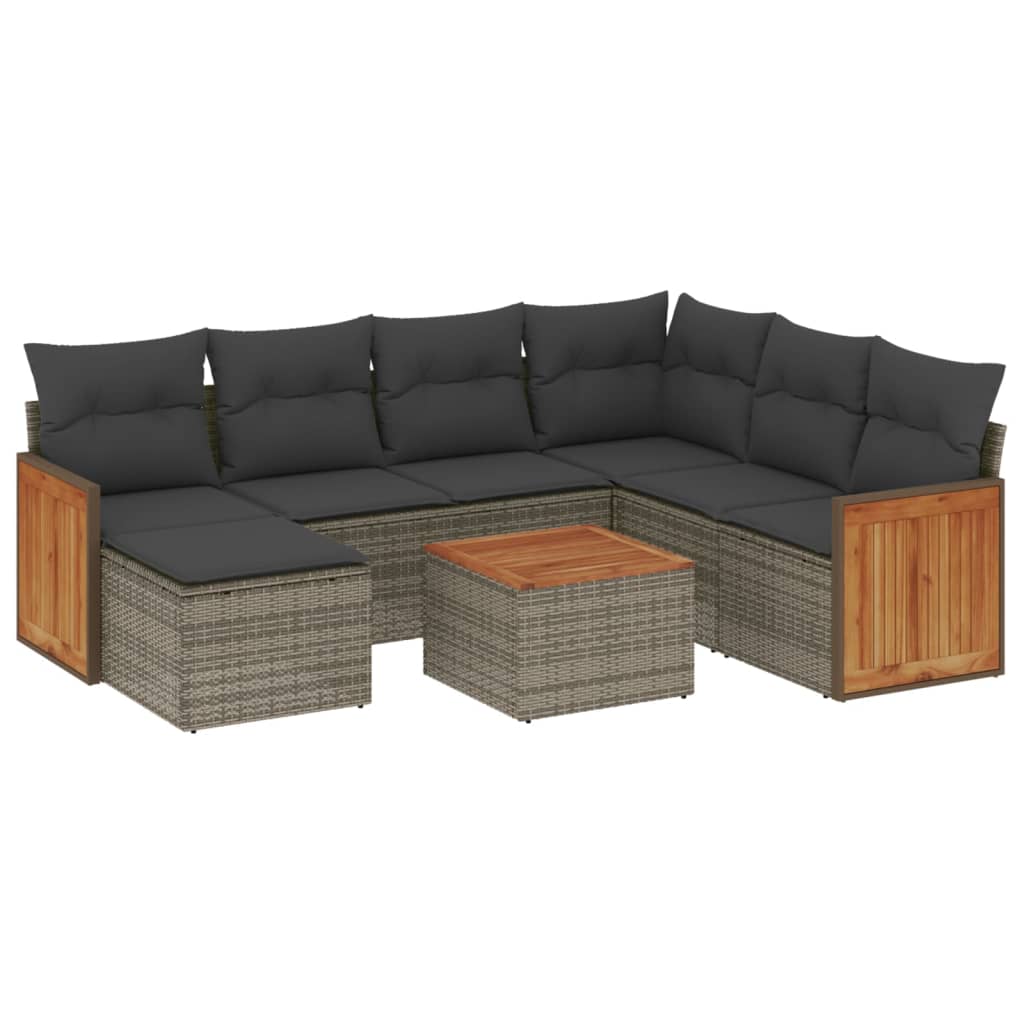 sofasæt til haven 8 dele med hynder polyrattan grå