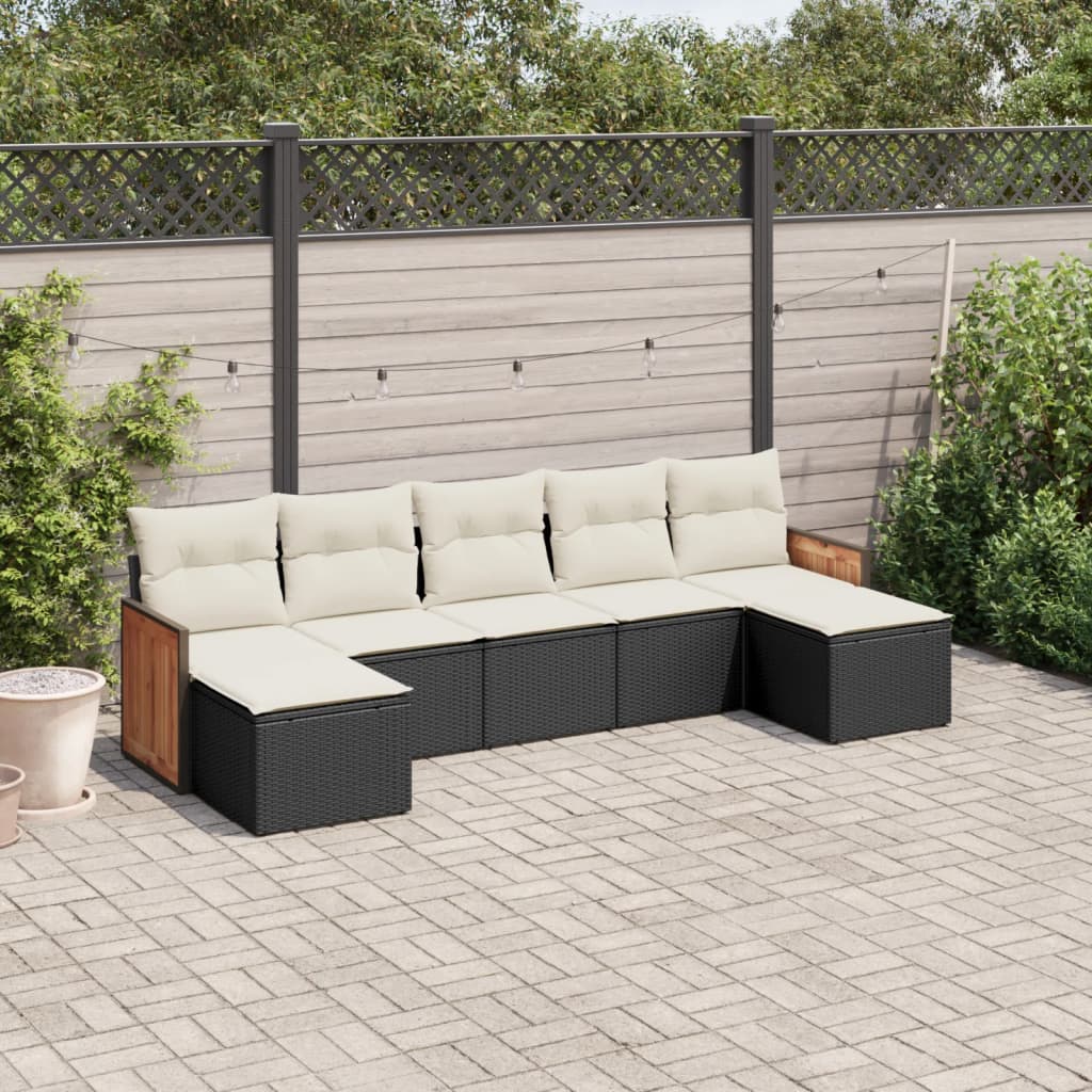 sofasæt til haven 7 dele med hynder polyrattan sort
