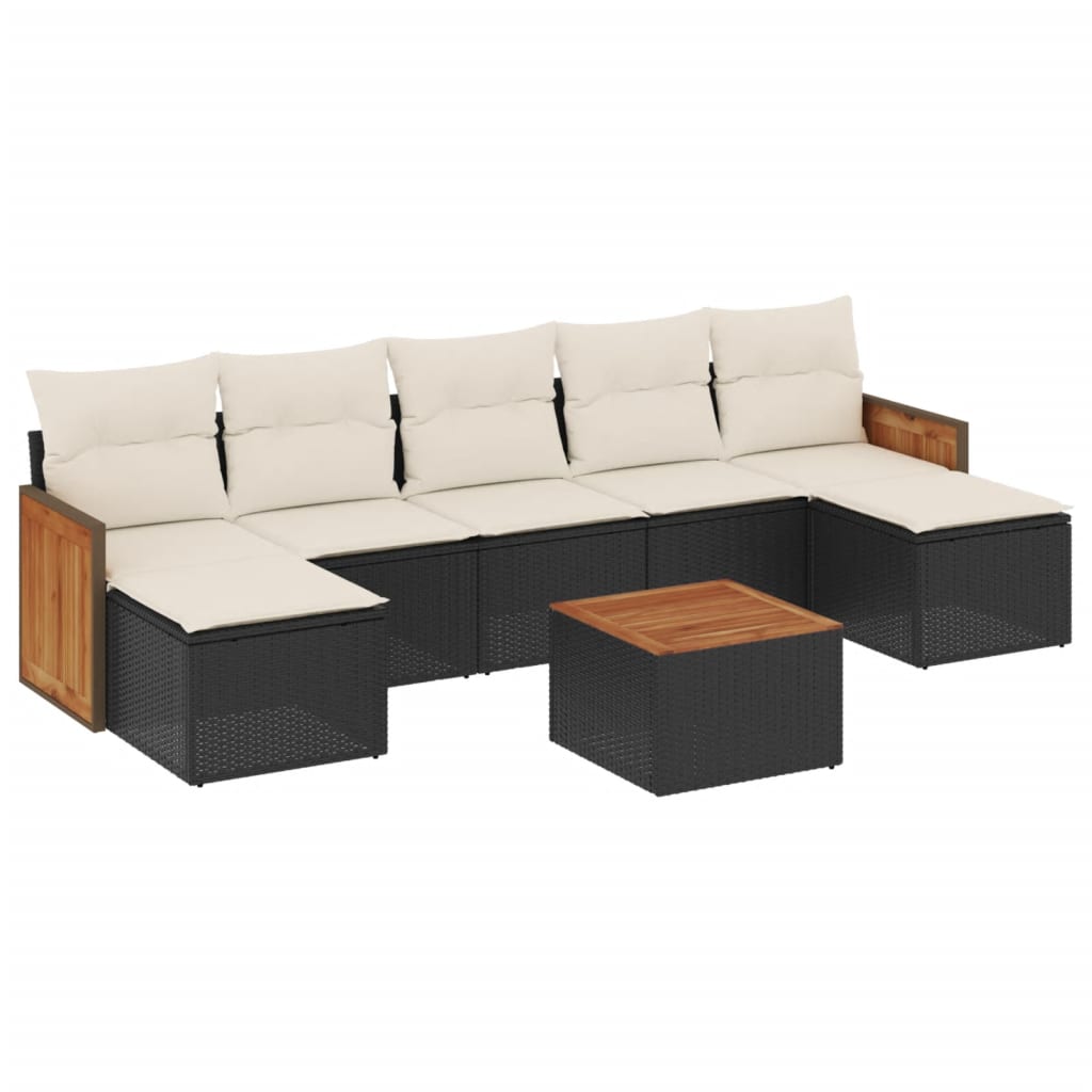 sofasæt til haven 8 dele med hynder polyrattan sort