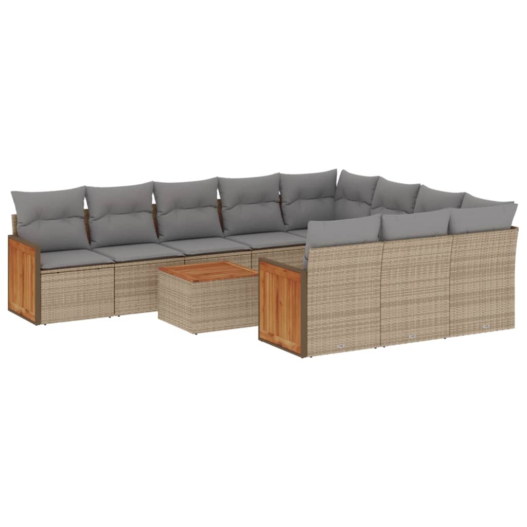sofasæt til haven 11 dele med hynder polyrattan beige