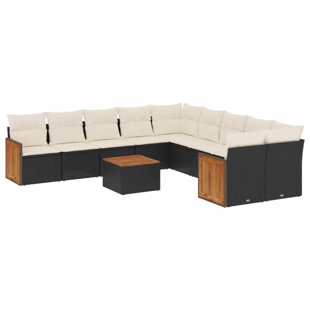 sofasæt til haven 11 dele med hynder polyrattan sort