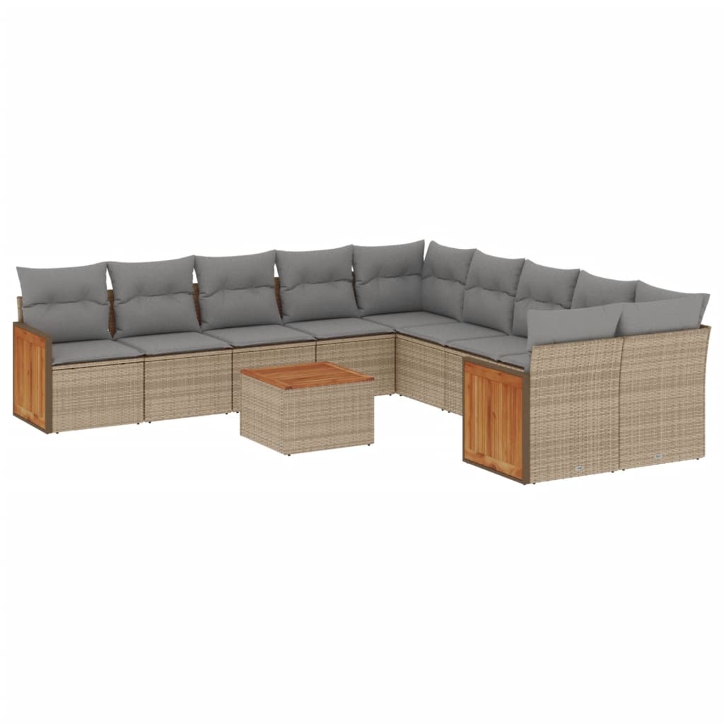 sofasæt til haven 11 dele med hynder polyrattan beige