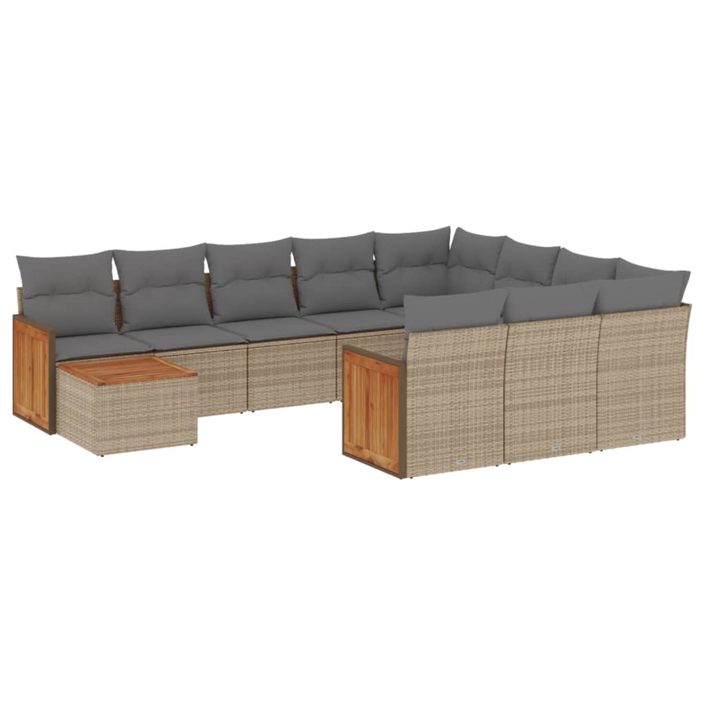 sofasæt til haven 11 dele med hynder polyrattan beige