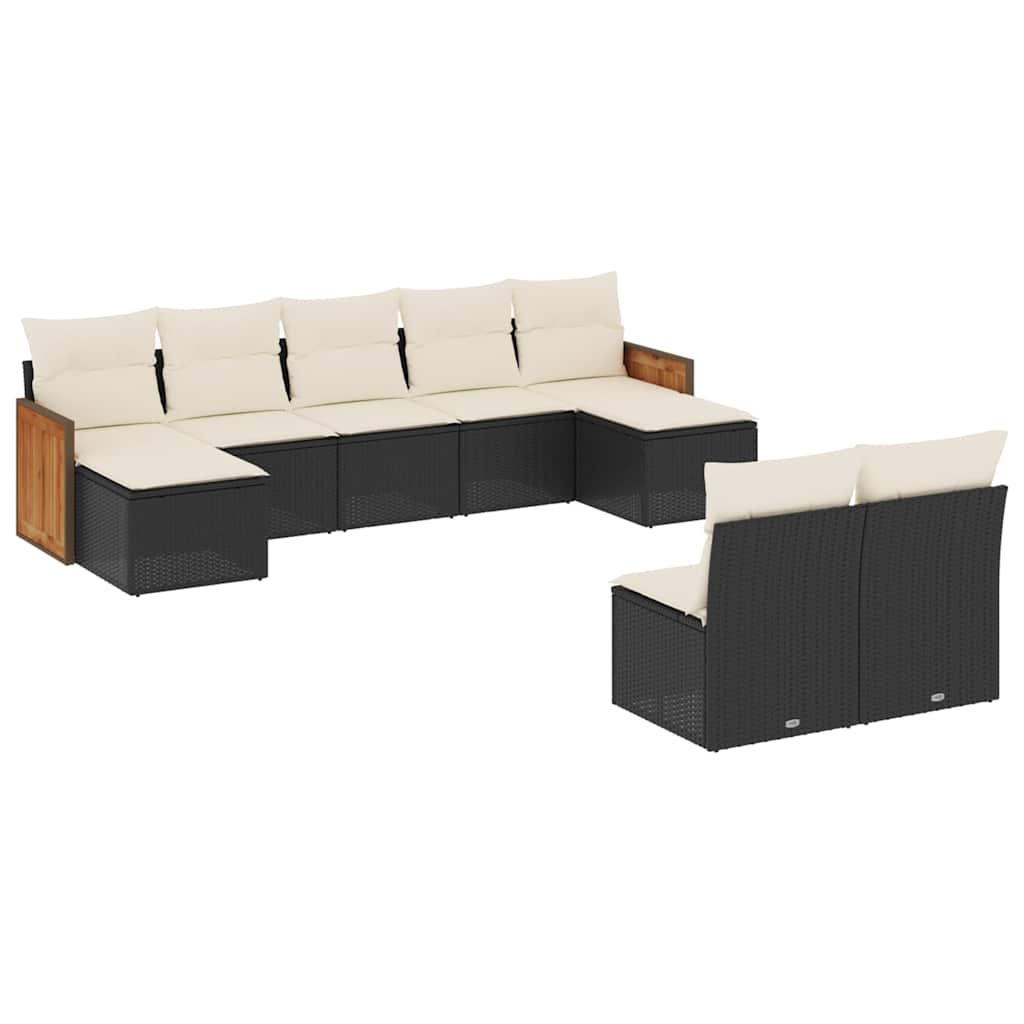 sofasæt til haven 9 dele med hynder polyrattan sort