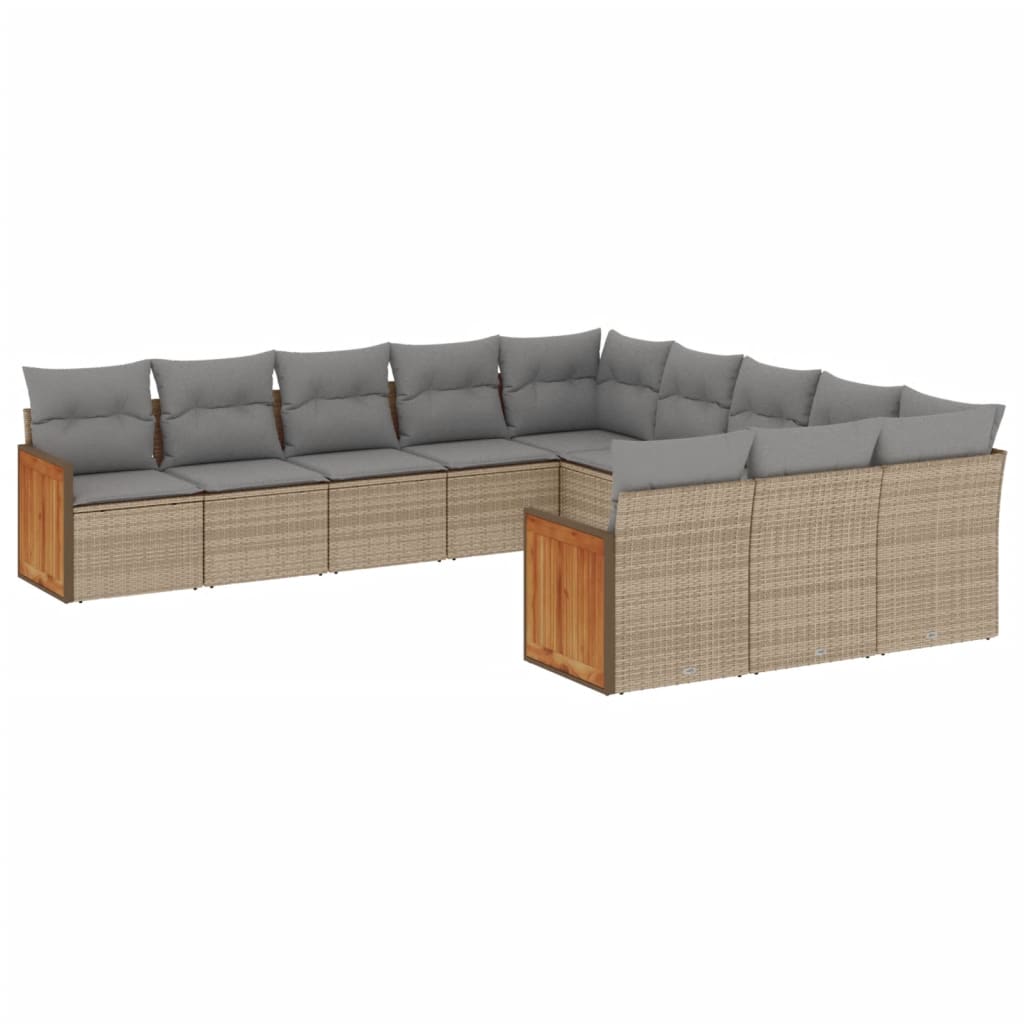 sofasæt til haven 11 dele med hynder polyrattan beige