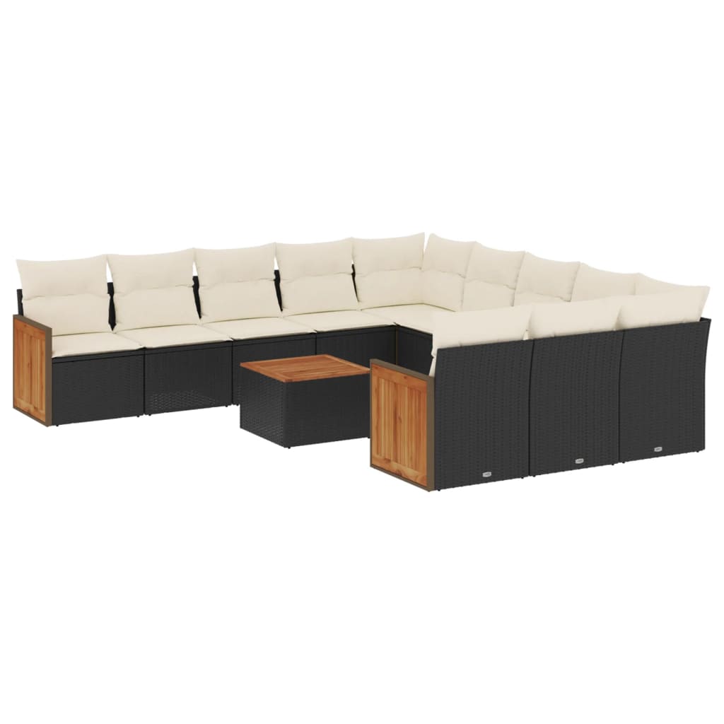 sofasæt til haven 12 dele med hynder polyrattan sort