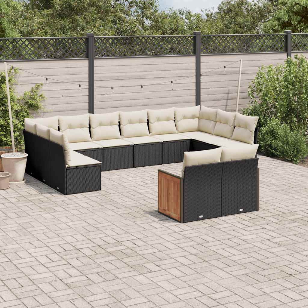 sofasæt til haven 12 dele med hynder polyrattan sort