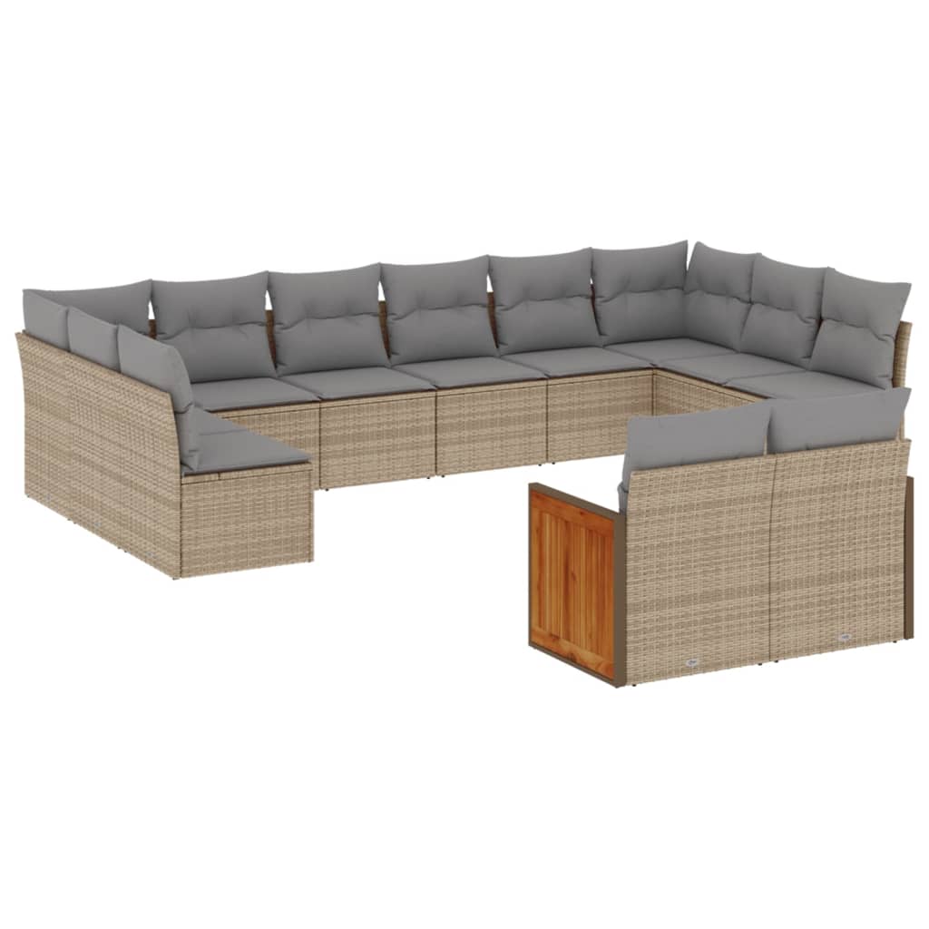 sofasæt til haven 12 dele med hynder polyrattan beige