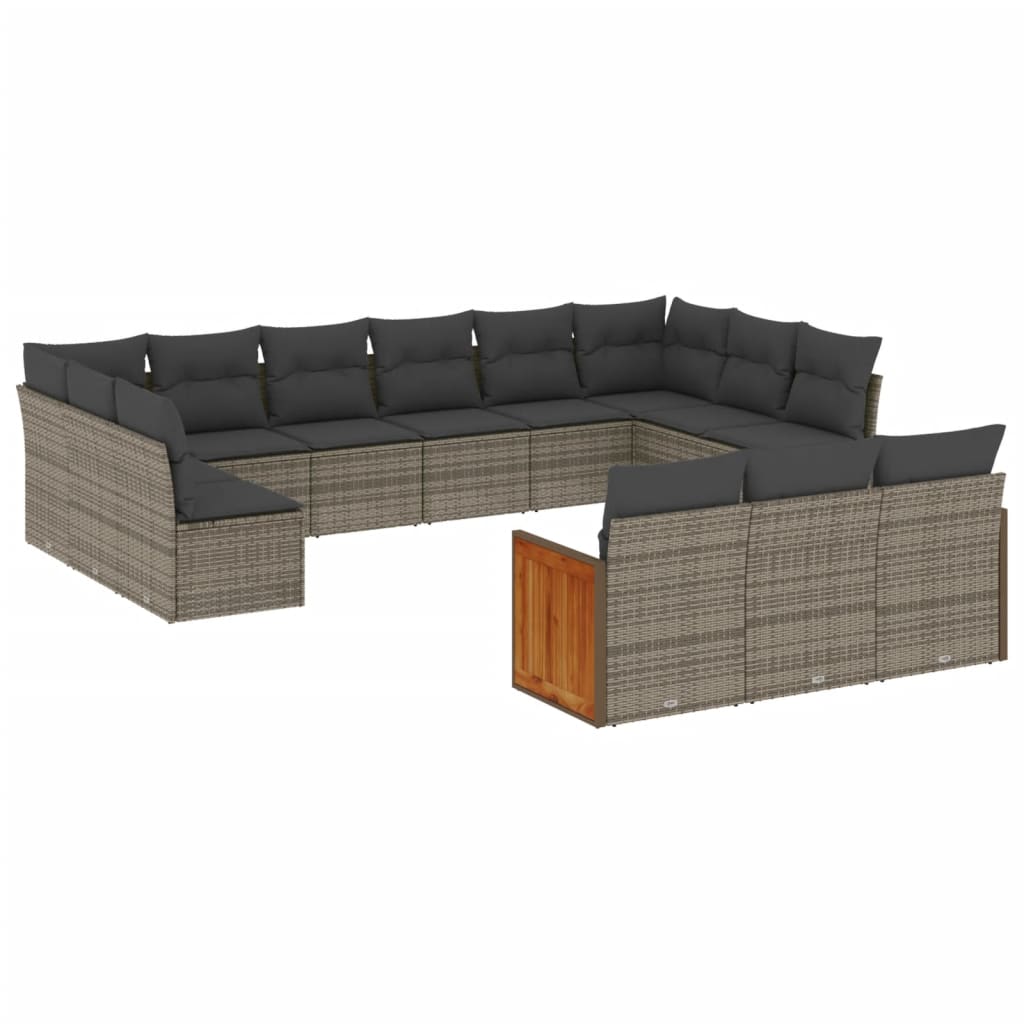 sofasæt til haven 13 dele med hynder polyrattan grå