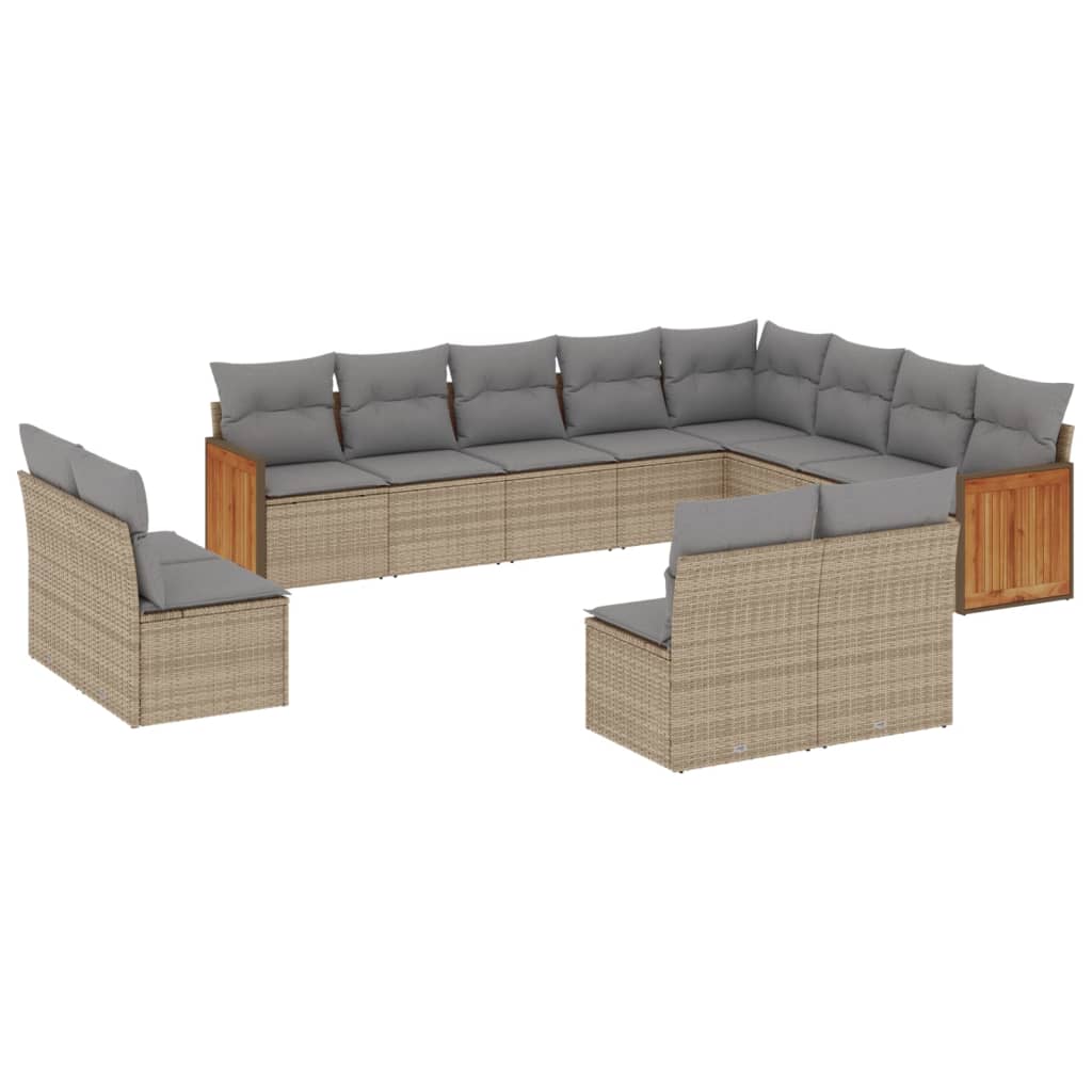 sofasæt til haven 12 dele med hynder polyrattan beige