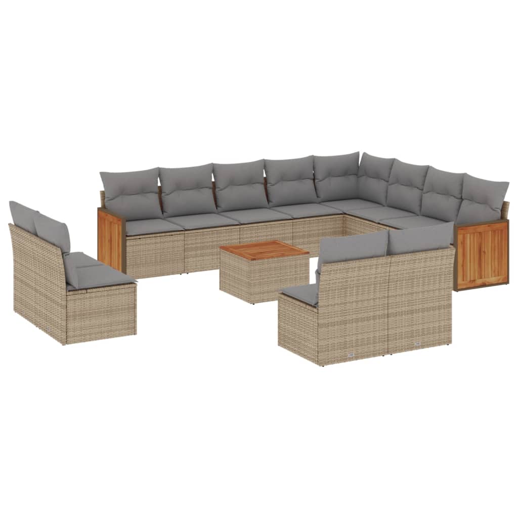 sofasæt til haven 13 dele med hynder polyrattan beige
