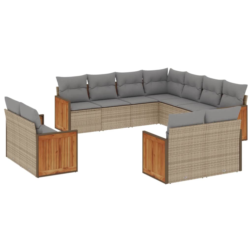 sofasæt til haven 11 dele med hynder polyrattan beige