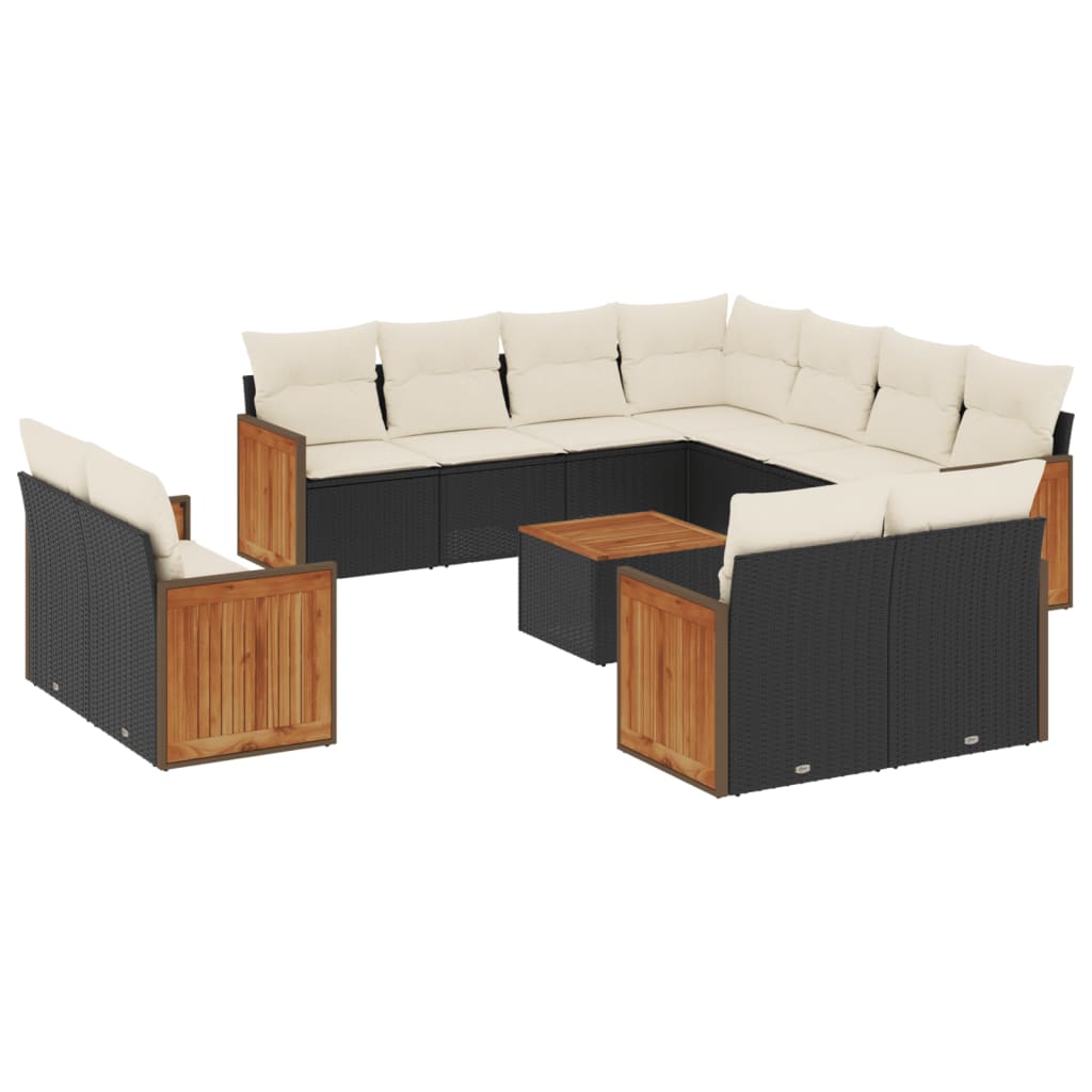 sofasæt til haven 12 dele med hynder polyrattan sort