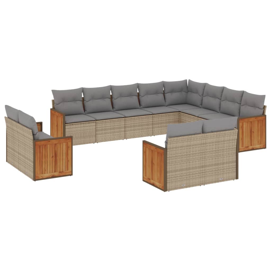 sofasæt til haven 12 dele med hynder polyrattan beige