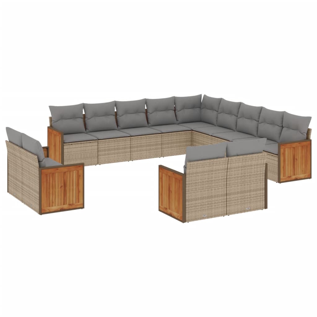 sofasæt til haven 13 dele med hynder polyrattan beige