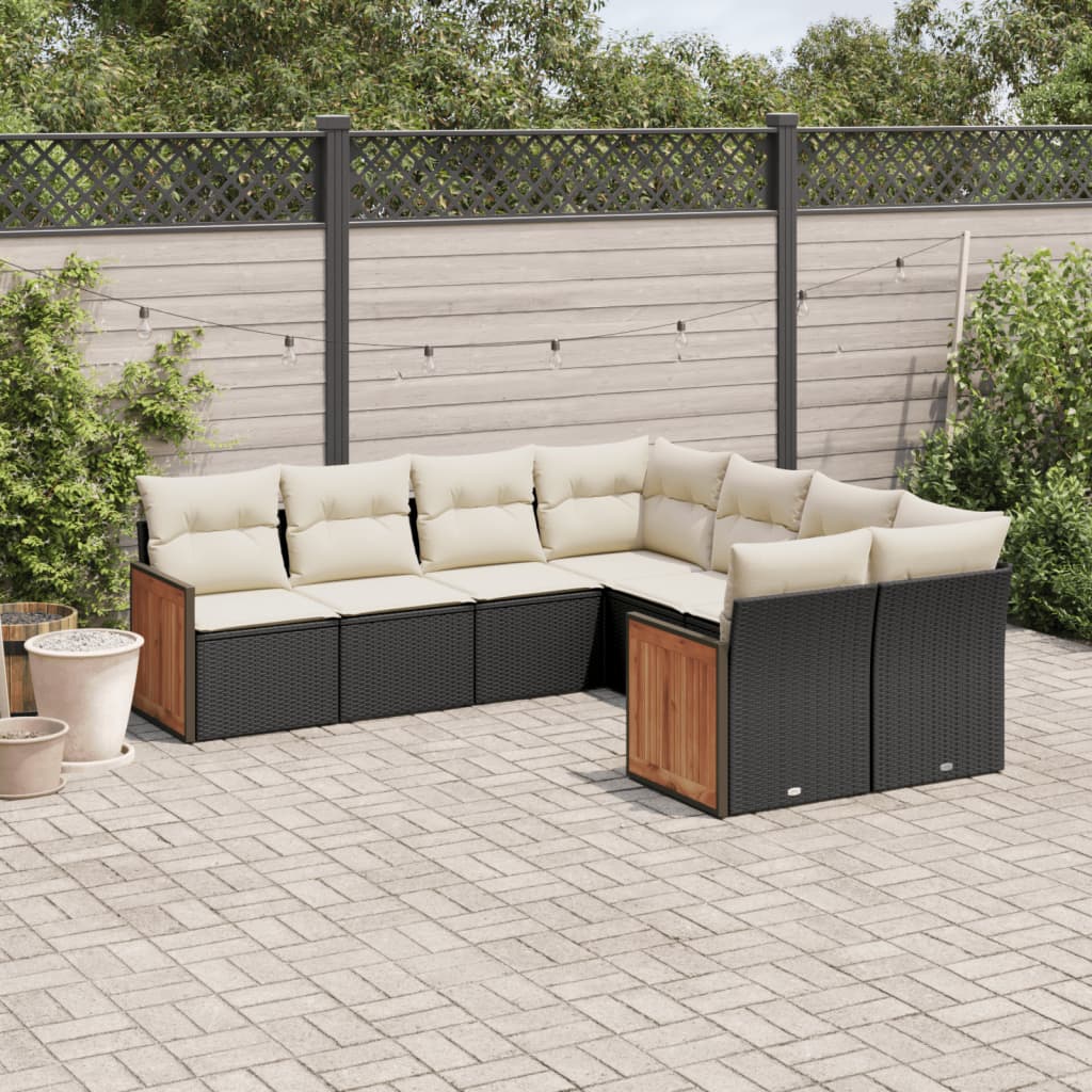 sofasæt til haven 8 dele med hynder polyrattan sort