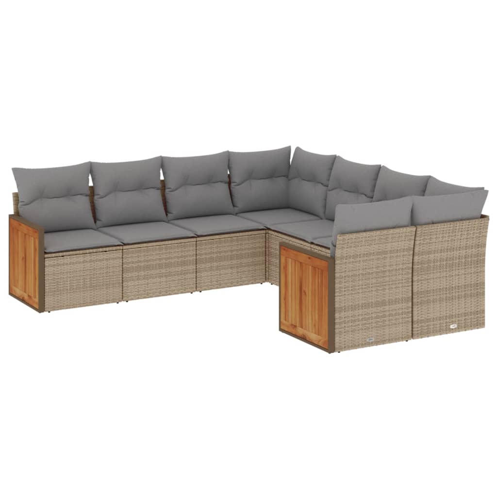 sofasæt til haven 8 dele med hynder polyrattan beige