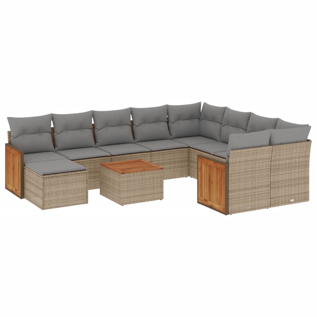 sofasæt til haven 11 dele med hynder polyrattan beige