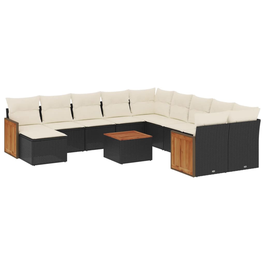 sofasæt til haven 12 dele med hynder polyrattan sort