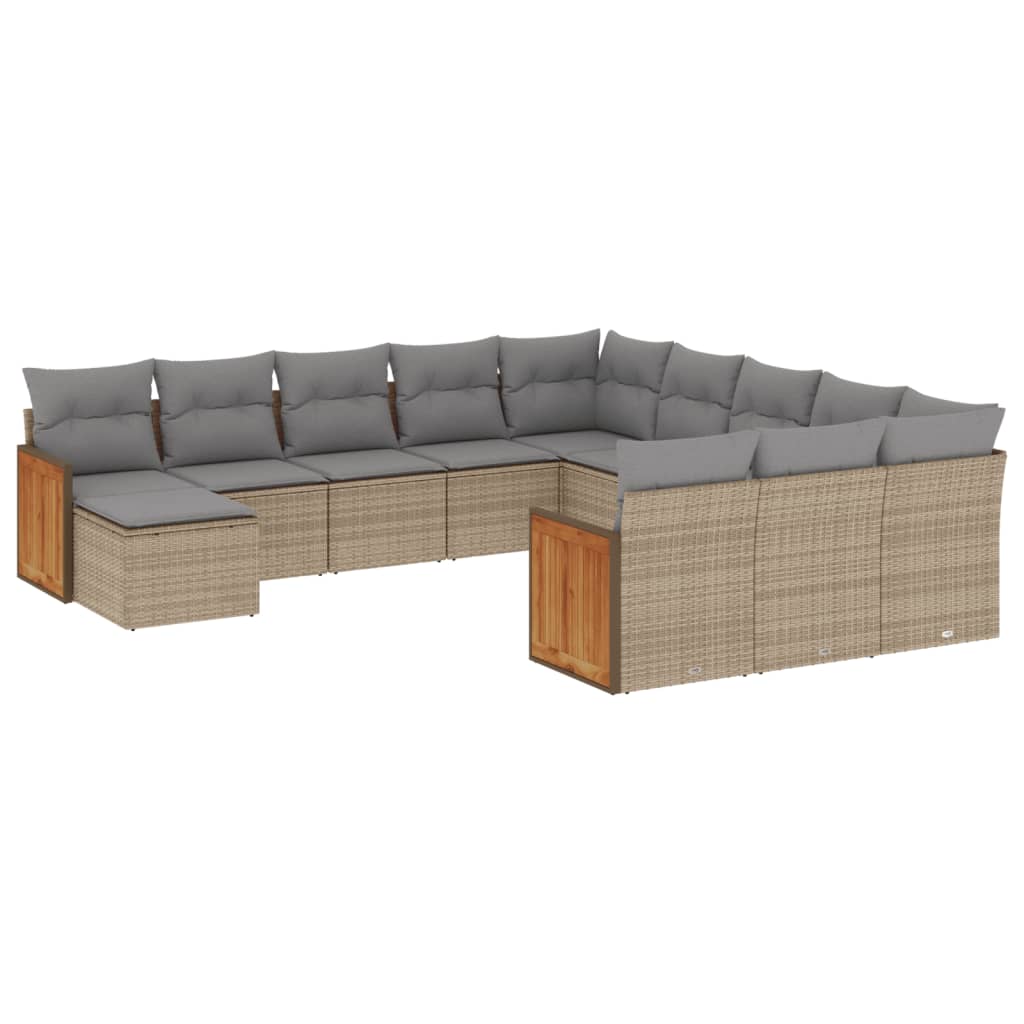 sofasæt til haven 12 dele med hynder polyrattan beige