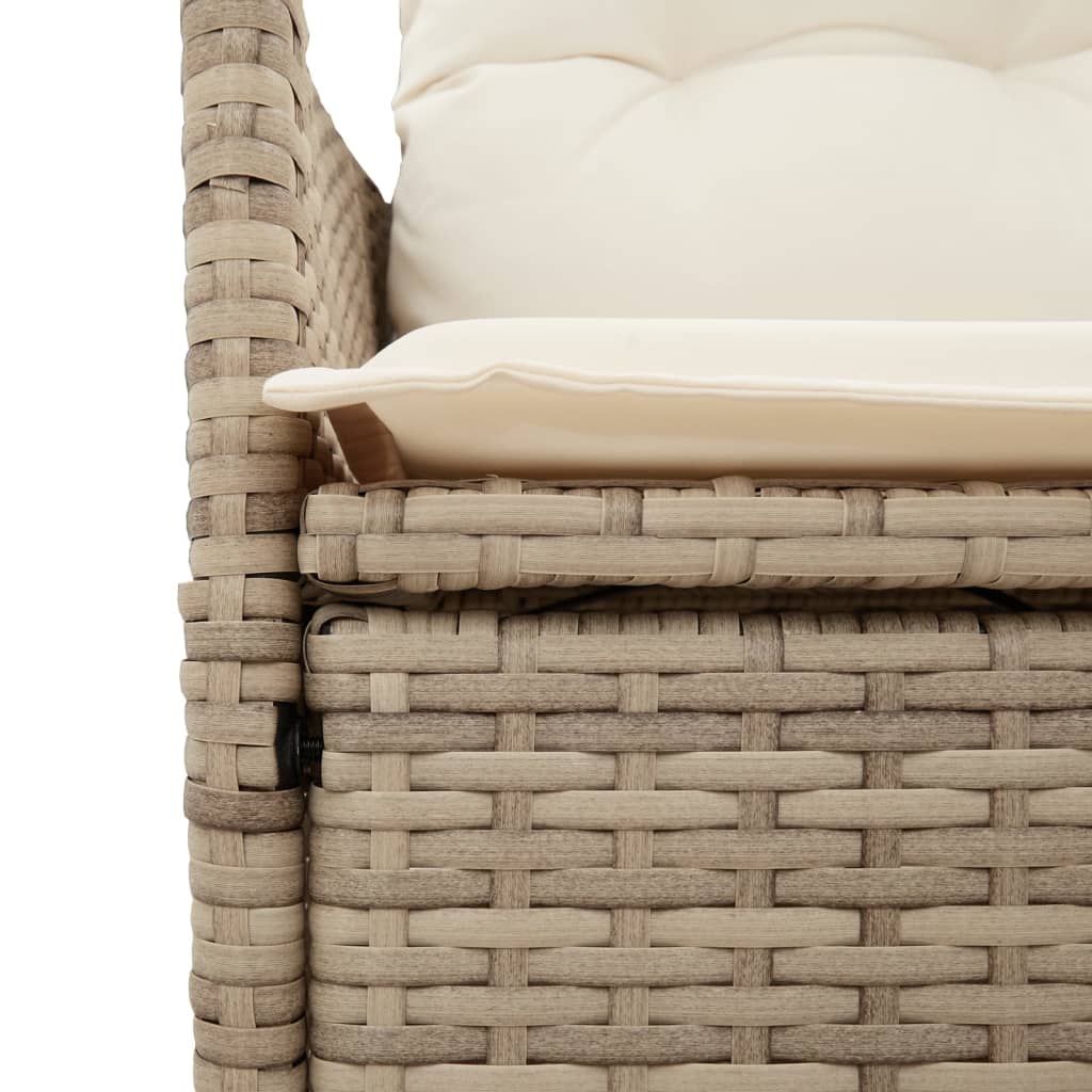 spisebordssæt til haven 5 dele med hynder polyrattan beige