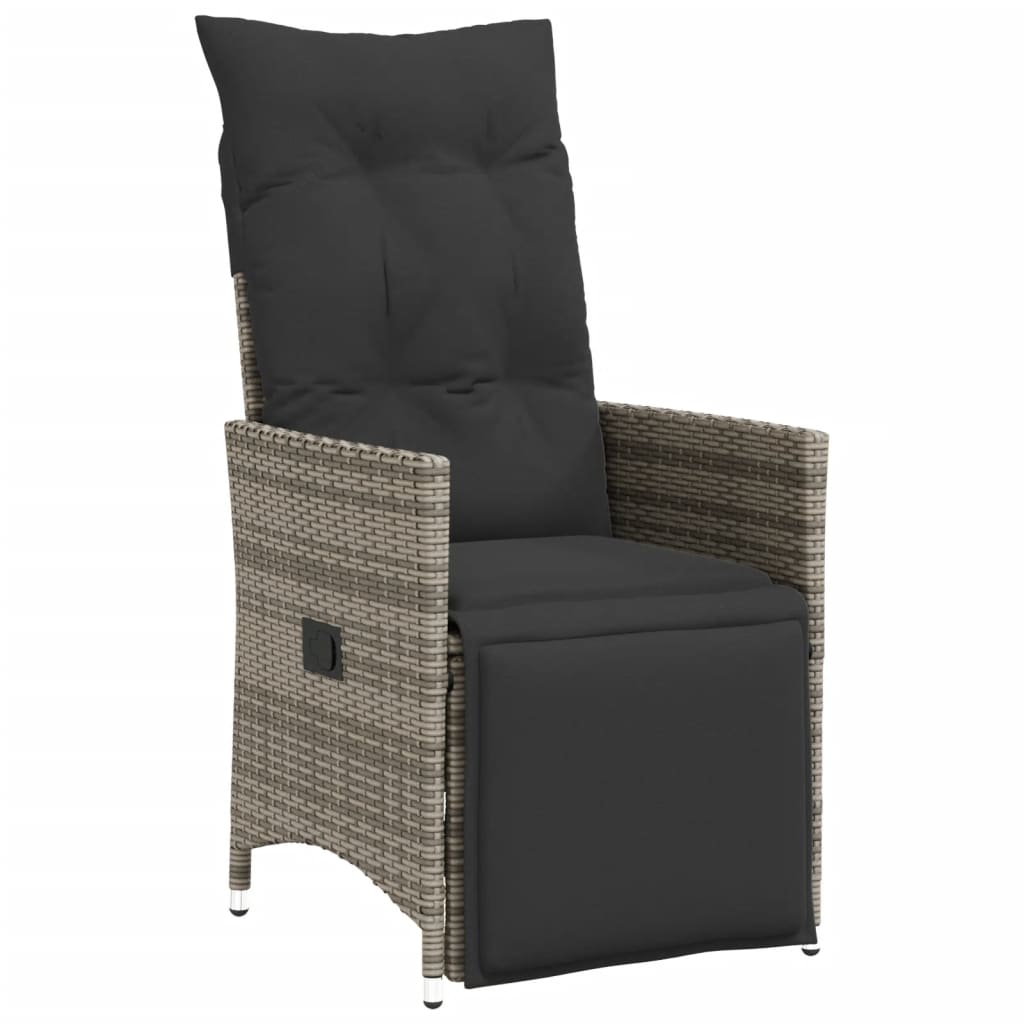bistrosæt til haven 7 dele med hynder polyrattan grå
