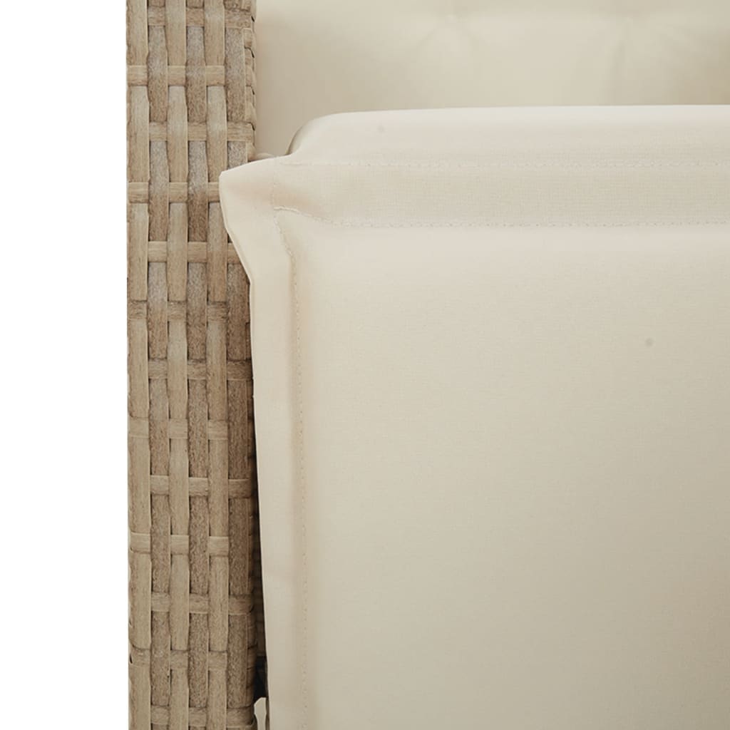 bistrosæt til haven 7 dele med hynder polyrattan beige