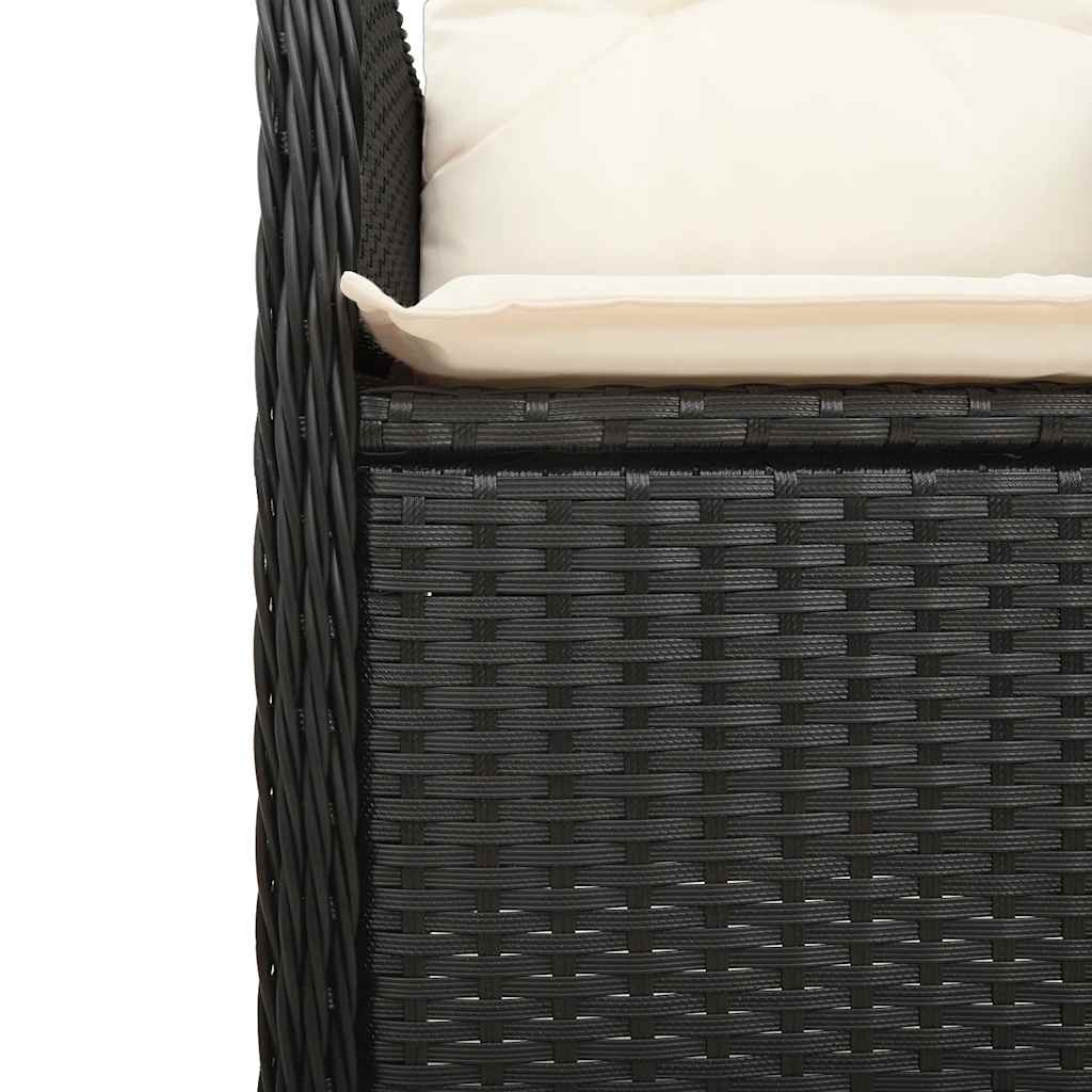 bistrosæt til haven 3 dele med hynder polyrattan sort