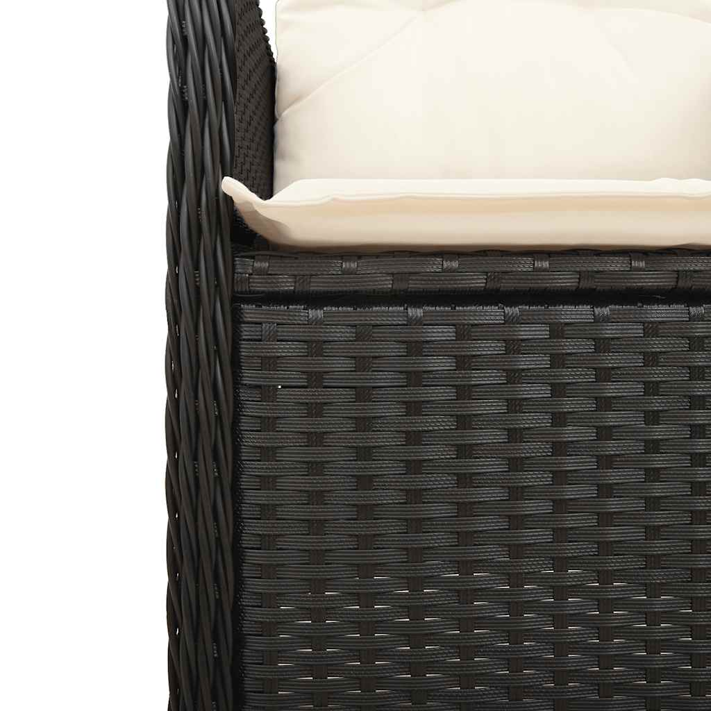 bistrosæt til haven 7 dele med hynder polyrattan sort