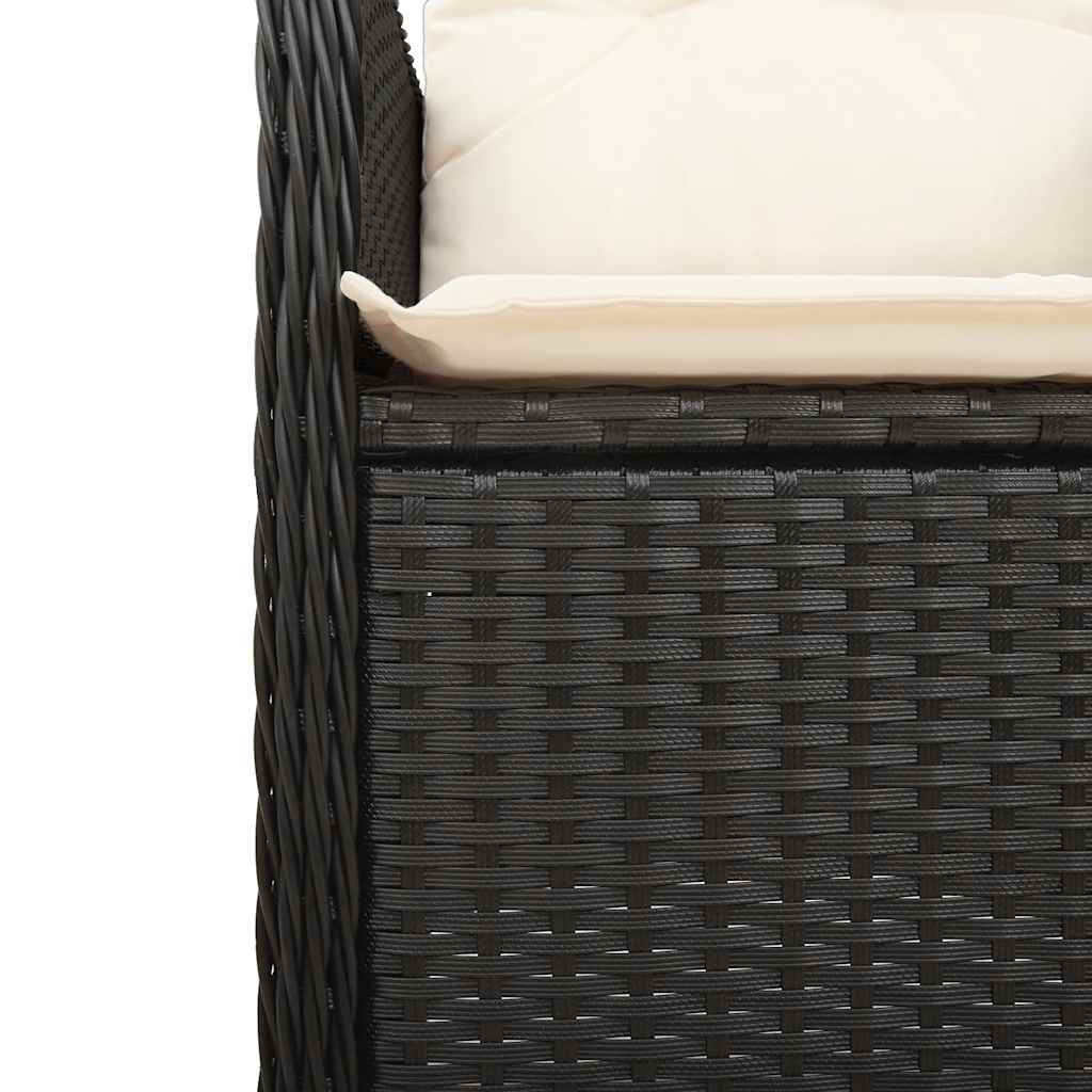 bistrosæt til haven 7 dele med hynder polyrattan sort