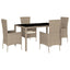 spisebordssæt til haven 5 dele med hynder polyrattan beige