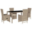spisebordssæt til haven 5 dele med hynder polyrattan beige