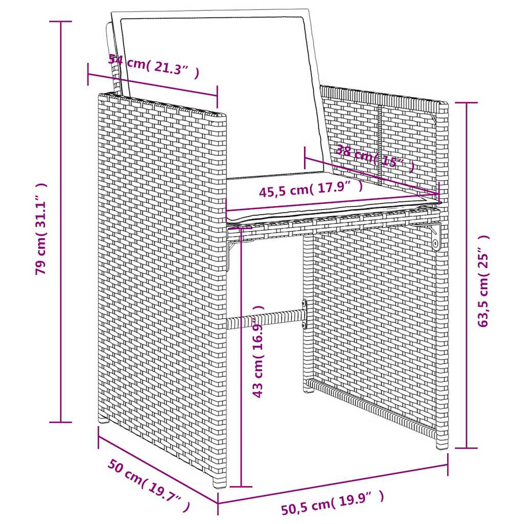 13-delt havespisesæt med hynder grå polyrattan