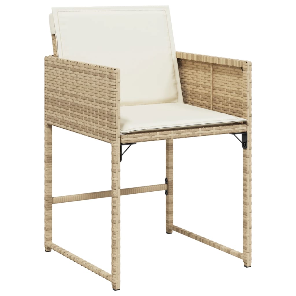 spisebordssæt til haven 5 dele med hynder polyrattan beige