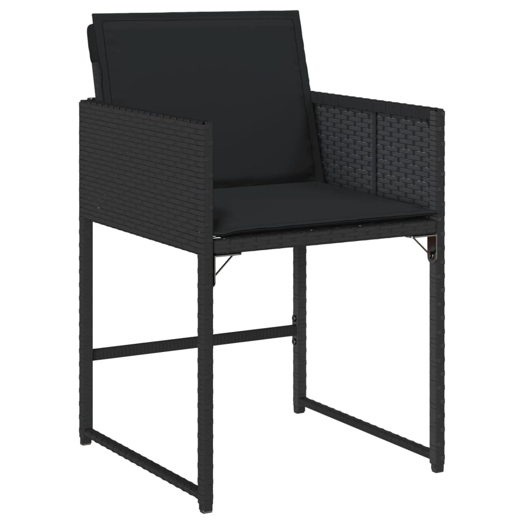 spisebordssæt til haven 7 dele med hynder polyrattan sort