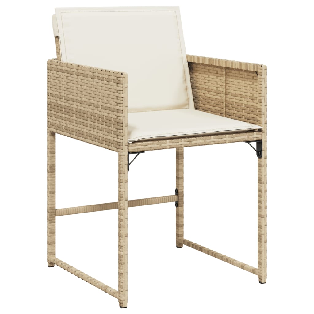 spisebordssæt til haven 7 dele med hynder polyrattan beige