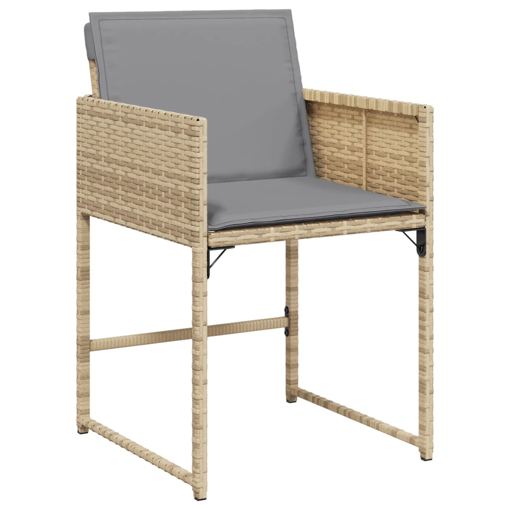 spisebordssæt til haven 11 dele med hynder polyrattan beige